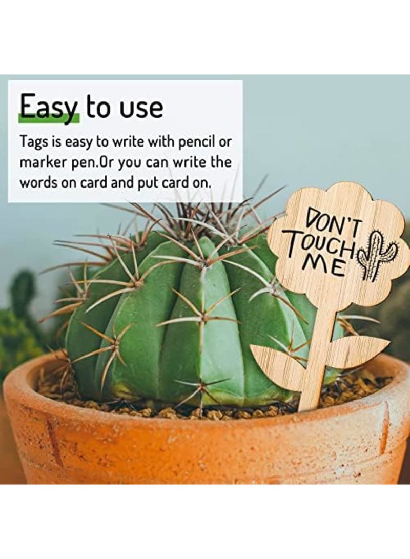 SYOSI 60Pcs Flower-Shaped Bamboo Plant Labels with Marker Pen - Eco-Friendly Wooden Garden Markers for Herbs, Vegetables, Potted Plants & DIY Gardening Projects (5x10cm) - Image 3