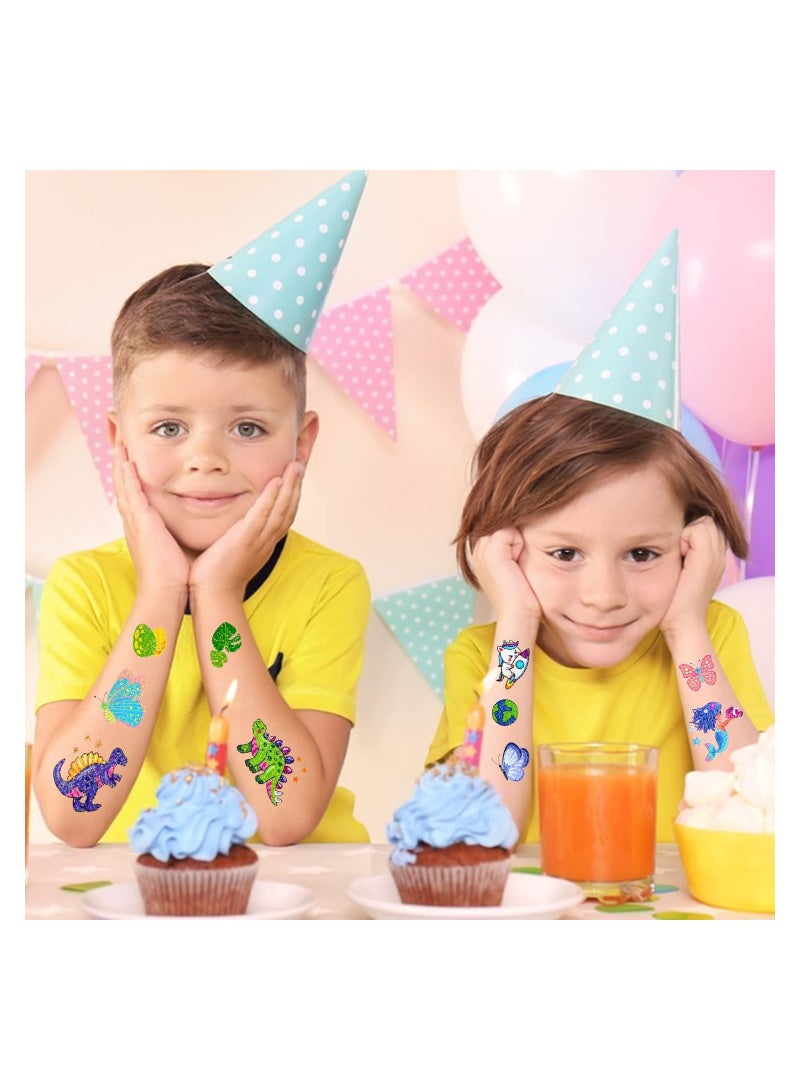 SYOSI 20 Sheets Glitter Tattoos for Kids Girls Glitter Tattoos for Kids Party Bag Fillers Fake Transfer Tattoo Stickers for Boys Girls Gifts Games Toys Birthday Decorations Supplies - Image 2