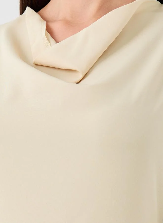 Take Two Take Two Solid Cowl Neck Long Sleeves A-Line Maxi Dress