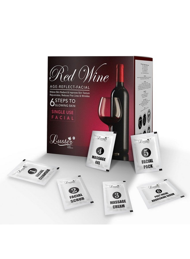 LUSTER Red Wine Age Reflect Facial Kit | 6 Step Facial Kit | Single Use Mini Facial Kit | Anti Ageing Facial Kit | For Glowing Skin & Deep Cleansing | Facial Kit For Women & Men | No Paraben-40G - Image 1