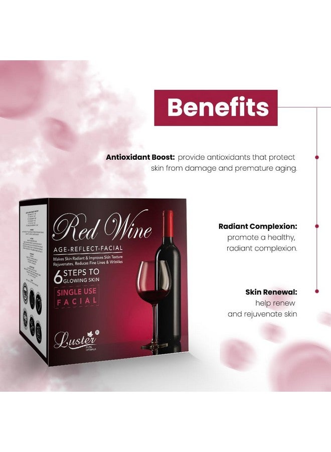 LUSTER Red Wine Age Reflect Facial Kit | 6 Step Facial Kit | Single Use Mini Facial Kit | Anti Ageing Facial Kit | For Glowing Skin & Deep Cleansing | Facial Kit For Women & Men | No Paraben-40G - Image 2