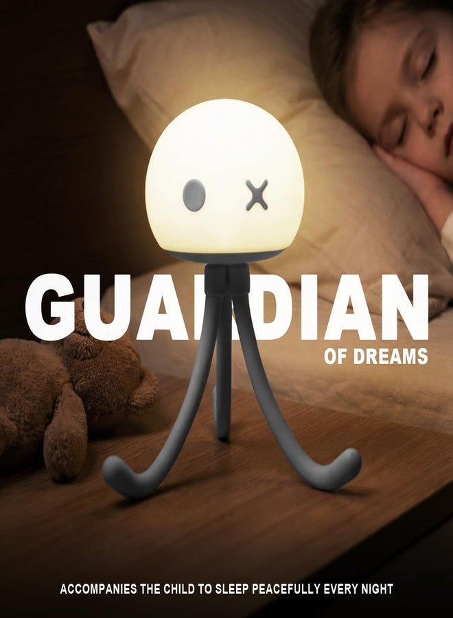 مصباح ليلي على شكل قنديل بحر من هوكسوتيم لإطار سرير الأطفال - ديكور غرفة وهدايا مميزة لطيفة ومرحة، مصباح قابل لإعادة الشحن لغرفة الأطفال مع تحكم باللمس من السيليكون الناعم، وأذرع مرنة، أزرق - Image 2