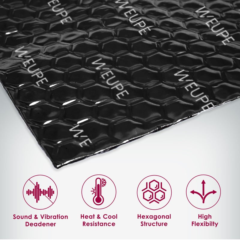 WEUPE Sound Deadening Mat for Cars, 50 mil 5 sqft, Butyl Automotive Sound Deadener, Noise Insulation Dampening Material for Car Trunk, Speaker, Door, Floor and Ceiling, Black - Image 2