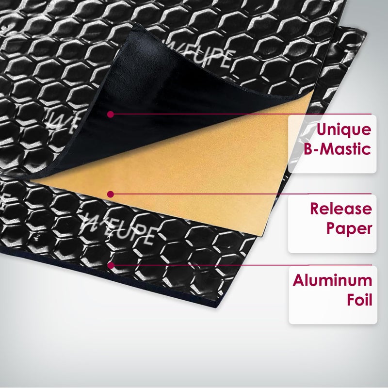 WEUPE Sound Deadening Mat for Cars, 50 mil 5 sqft, Butyl Automotive Sound Deadener, Noise Insulation Dampening Material for Car Trunk, Speaker, Door, Floor and Ceiling, Black - Image 3