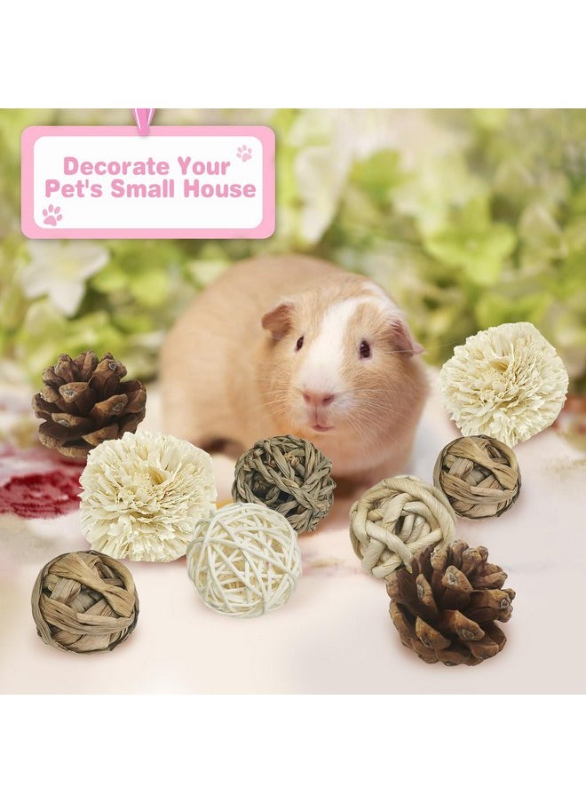 Kathson - kathson 12 Pack Natural Bunny Chew Balls Small Animal Activity Toys Rabbit Play Ball Rolling Toy Gnawing Treats Timothy Grass Balls for Guinea Pigs Chinchilla Pet Cage Entertainment - Image 1