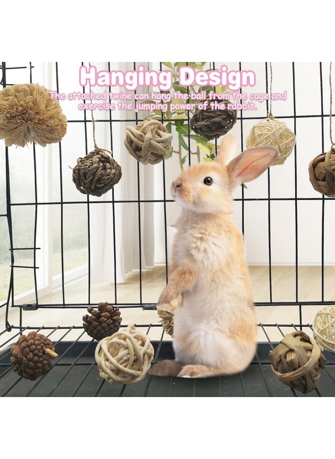 Kathson - kathson 12 Pack Natural Bunny Chew Balls Small Animal Activity Toys Rabbit Play Ball Rolling Toy Gnawing Treats Timothy Grass Balls for Guinea Pigs Chinchilla Pet Cage Entertainment - Image 1