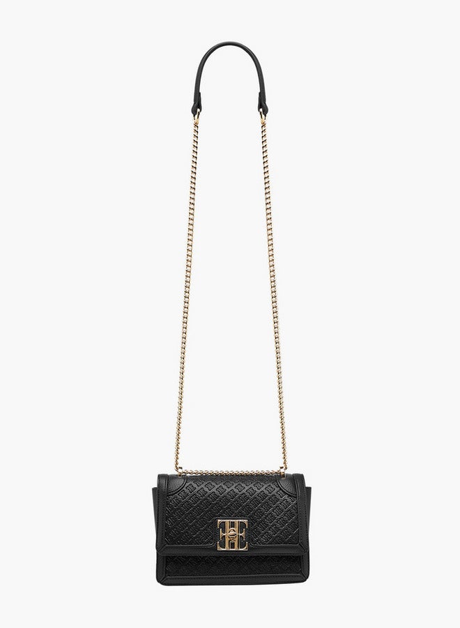 ايل حقيبة كروس بودي بنقش شعار مع حزام سلسلة وإغلاق قلاب - Image 3