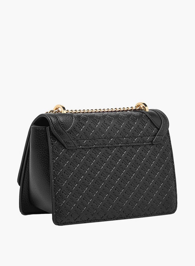 ايل حقيبة كروس بودي بنقش شعار مع حزام سلسلة وإغلاق قلاب - Image 4