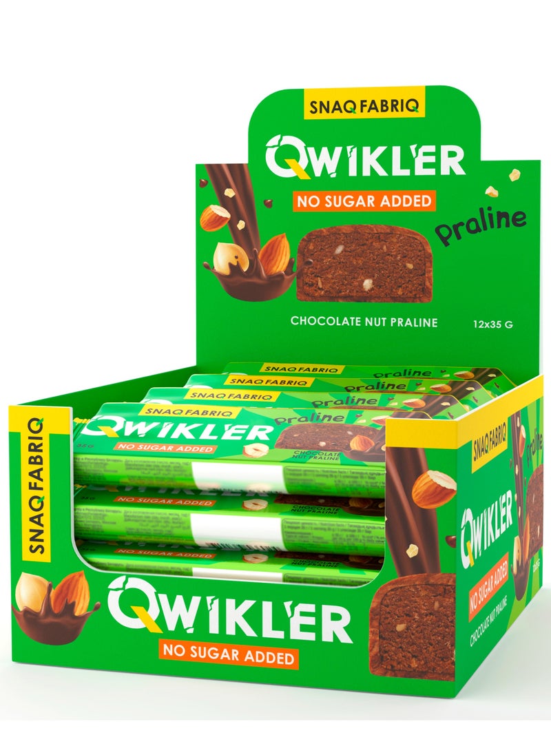 Snaq Fabriq - Qwikler Bar with Chocolate Nut Praline No Sugar Added 12x35g - Image 1