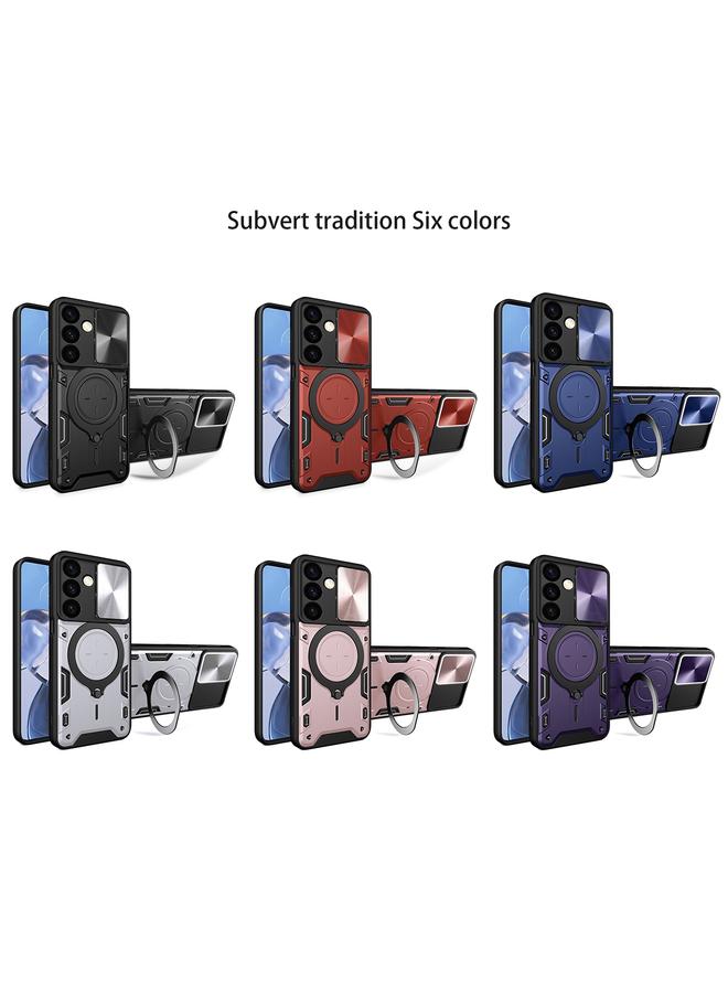 S-TOP Case For Samsung Galaxy S24 5G CD Texture Sliding Camshield Magnetic Holder Phone Case - Image 2