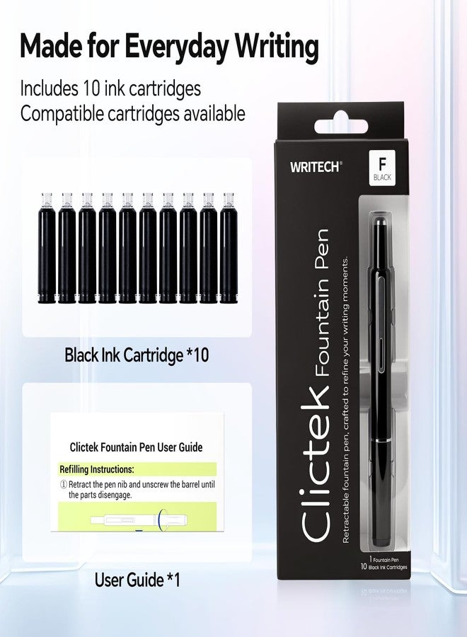 WRITECH قلم حبر قابل للسحب من WRITECH Clictek: خراطيش حبر أسود برأس رفيع - Image 5