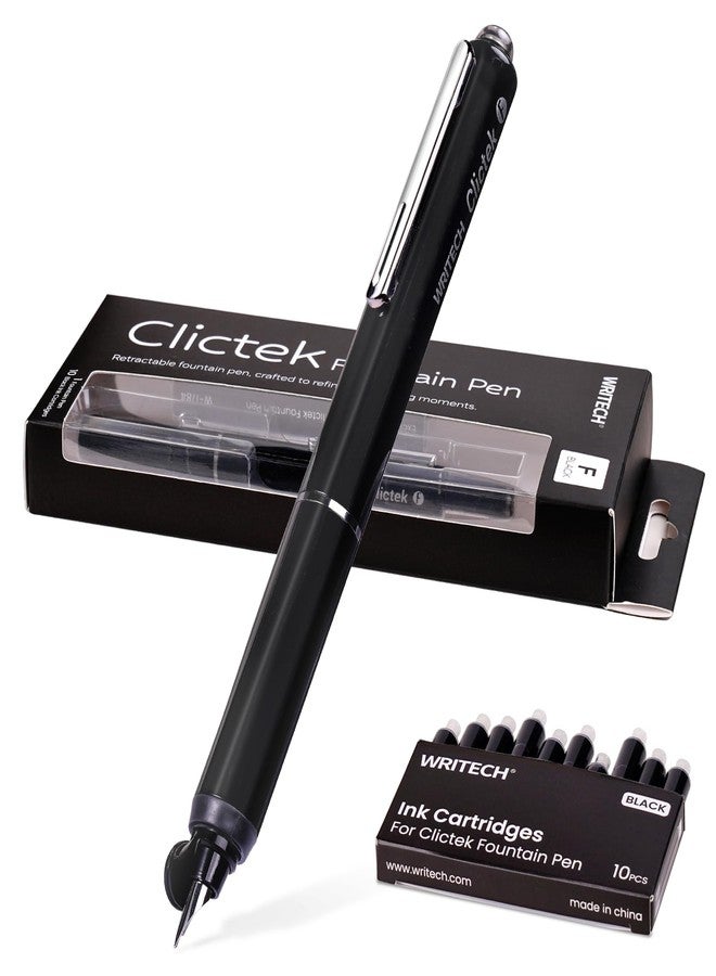 WRITECH قلم حبر قابل للسحب من WRITECH Clictek: خراطيش حبر أسود برأس رفيع - Image 1