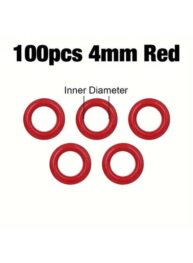 100 Sets 4mm Red Metal Eyelets Grommets For Leathercraft DIY Shoes Belt Bag Clothes - Image 1