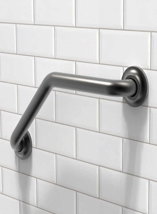 AmeriLuck Decorative Angled Grab Bar for Stud Mount, ADA Compliant 500lbs Loading Capacity, Stainless Steel (Matte Black, 16 inches) - Image 1