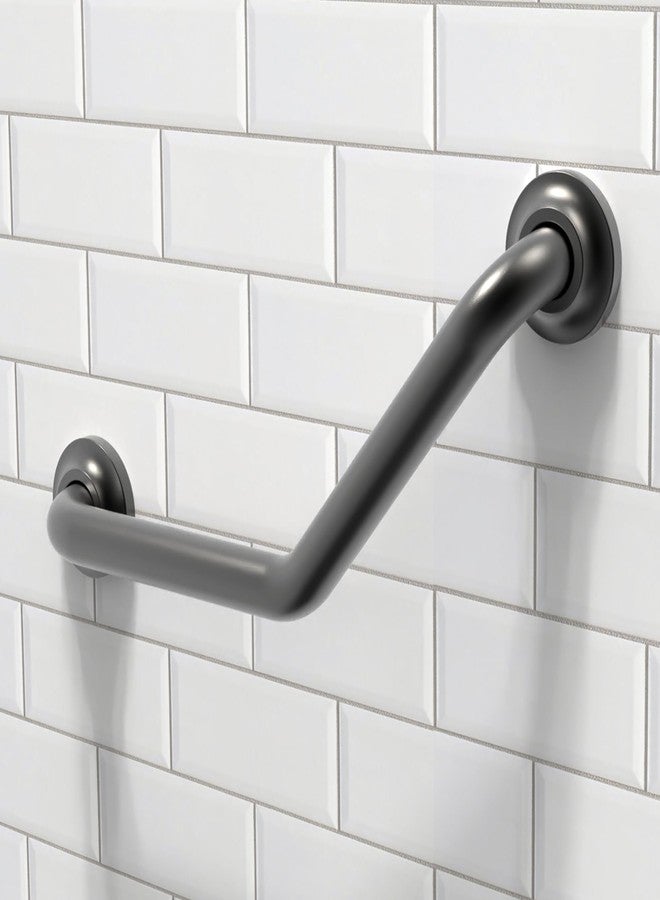 AmeriLuck Decorative Angled Grab Bar for Stud Mount, ADA Compliant 500lbs Loading Capacity, Stainless Steel (Matte Black, 16 inches) - Image 2