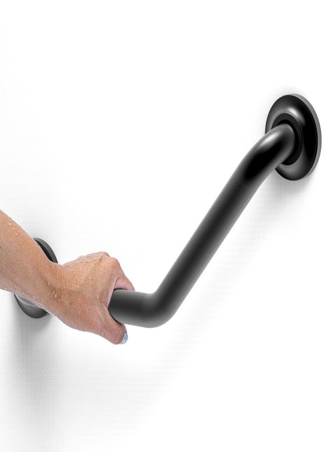AmeriLuck Decorative Angled Grab Bar for Stud Mount, ADA Compliant 500lbs Loading Capacity, Stainless Steel (Matte Black, 16 inches) - Image 3