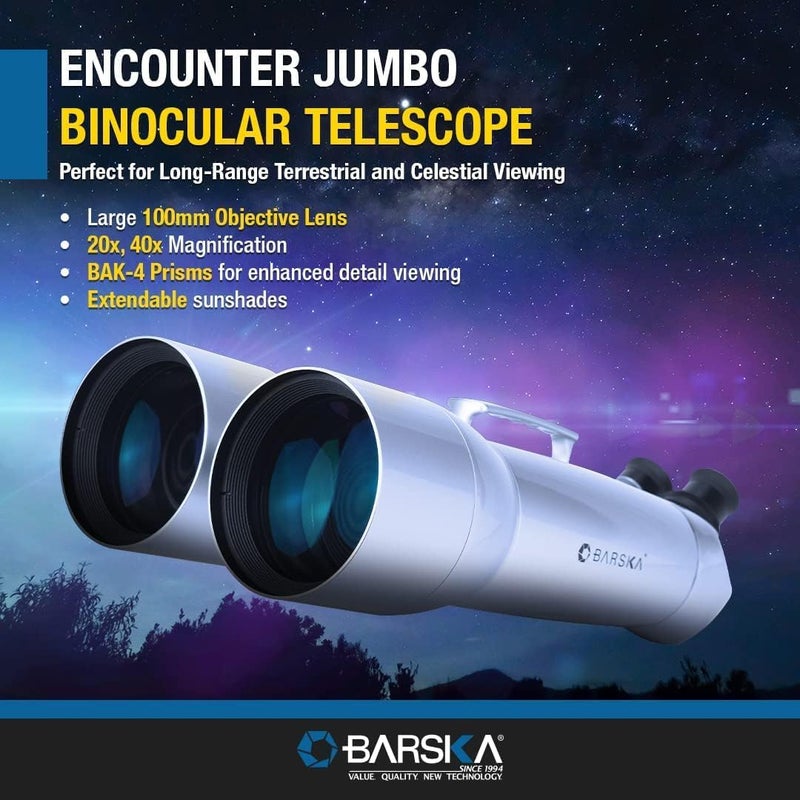 Barska Encounter 20x 40x100 Waterproof High Power Jumbo Binoculars with Premium Hard Case for Astronomy Stargazing and Long Range Viewing - Image 5