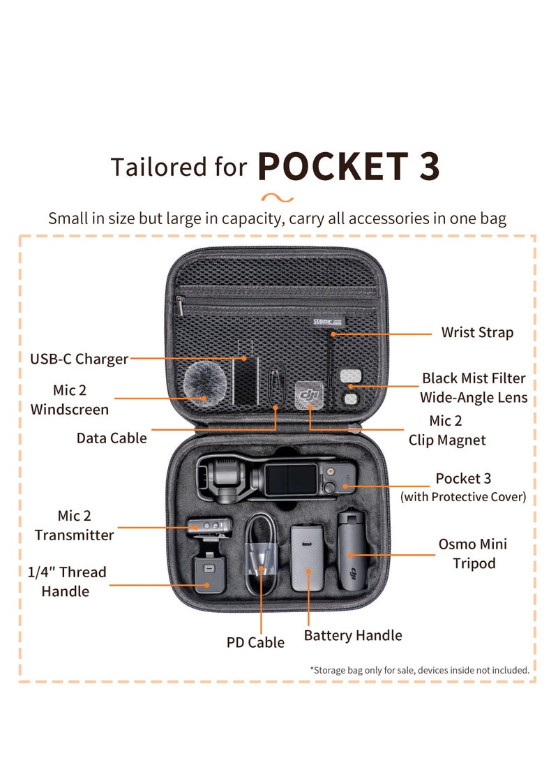 Beauenty Hard Carrying Case For Osmo Pocket 3 Creator Combo Portable Surface Waterproof Storage Case Carrying Bag Compatible with DJI Osmo Pocket 3 Accessories  - Image 2