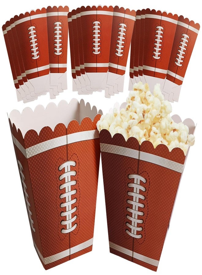 EaciTown 12 Pcs Football Popcorn Boxes Paper Football Party Popcorn Buckets Football Game Day Supplies for Football Themed Birthday Party Taligate Party Favors - Image 1