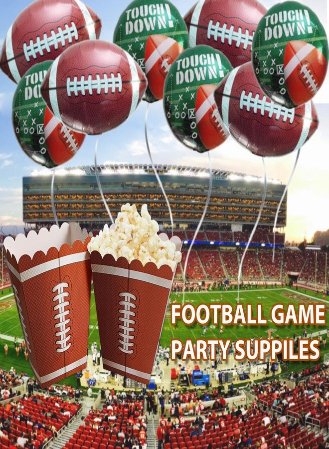 EaciTown 12 Pcs Football Popcorn Boxes Paper Football Party Popcorn Buckets Football Game Day Supplies for Football Themed Birthday Party Taligate Party Favors - Image 3
