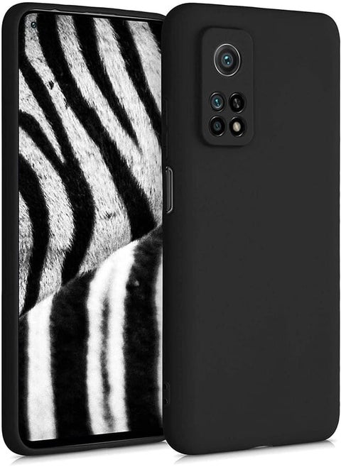 Back Cover Case Compatible with Mi 10T / Mi 10T Pro Soft Silicone Gel Rubber Shockproof Matte Finish Inner Cloth Lining with Camera Protection (Black)