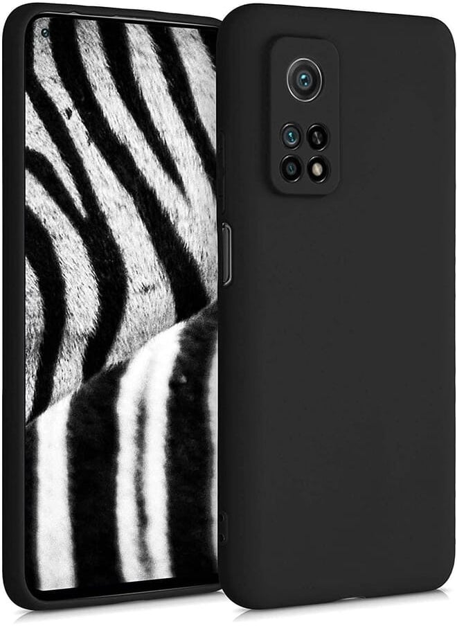 Back Cover Case Compatible with Mi 10T / Mi 10T Pro Soft Silicone Gel Rubber Shockproof Matte Finish Inner Cloth Lining with Camera Protection (Black)