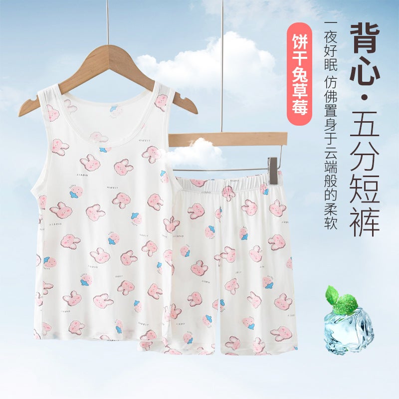 Vest Children'S Modal Class A Boys' And Girls' Vest Shorts Suit Sleeveless Air-Conditioning Clothes Baby Vest - Image 2