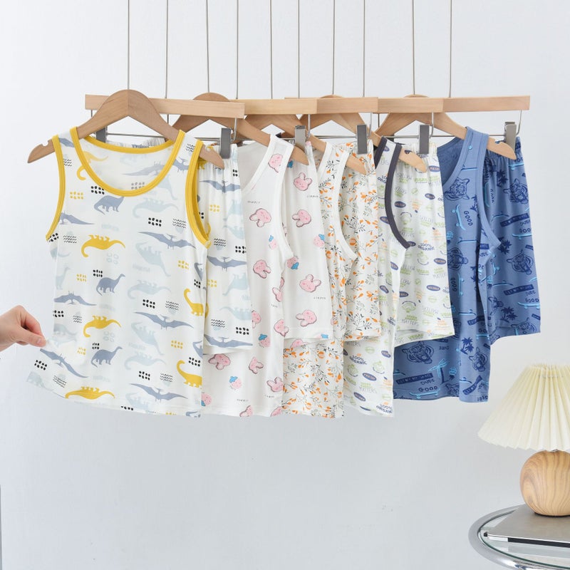 Vest Children'S Modal Class A Boys' And Girls' Vest Shorts Suit Sleeveless Air-Conditioning Clothes Baby Vest - Image 3