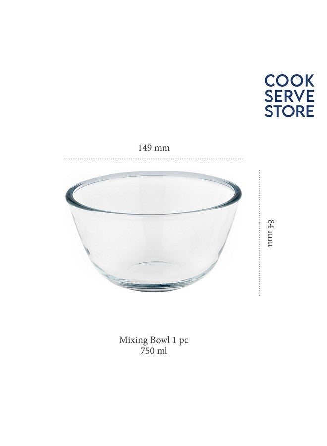 La Opala Cook Serve Store 100% Borosilicate Glass Bakeware & Serveware | Mixing Bowl, Round 750 ml | for Baking & Serving | Microwave & Oven Proof | Dishwasher & Freezer Proof | Durable | Transparent - Image 2