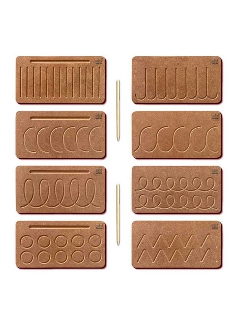 Mini Leaves Wooden Pattern Practicing Tracing Board Set of 4 Double Side Board for 2 3 4 Years Kids | Educational Writing Board for Kids | Safe and Durable Prewriting Board for Beginner to Write