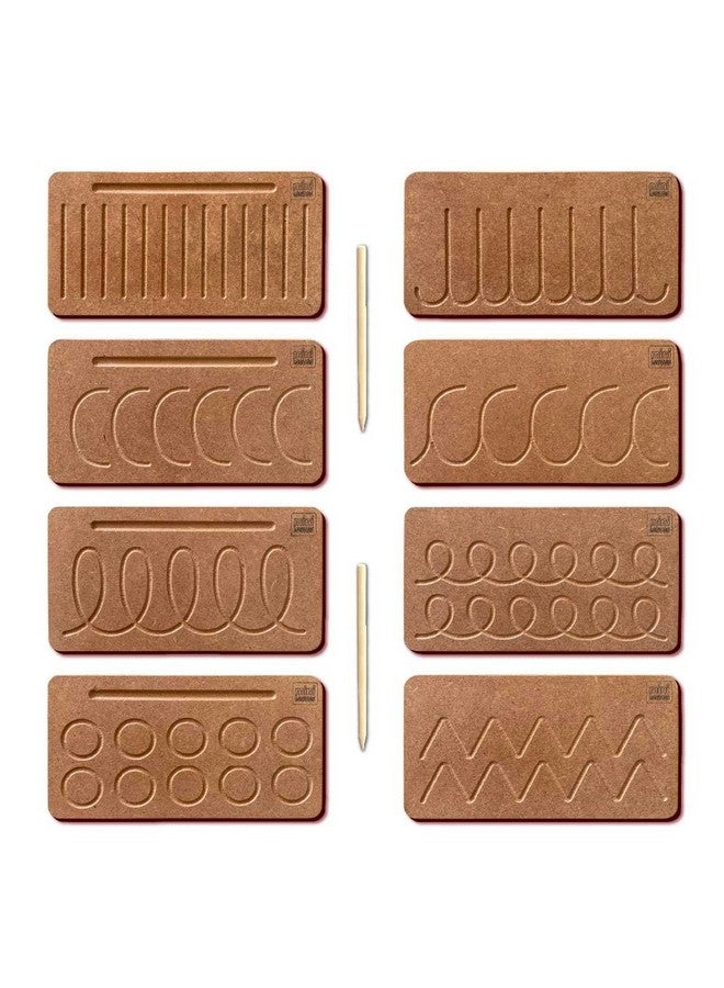 Mini Leaves Wooden Pattern Practicing Tracing Board Set of 4 Double Side Board for 2 3 4 Years Kids | Educational Writing Board for Kids | Safe and Durable Prewriting Board for Beginner to Write