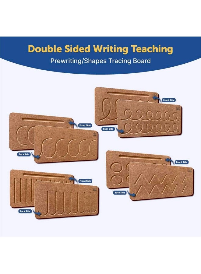Mini Leaves Wooden Pattern Practicing Tracing Board Set of 4 Double Side Board for 2 3 4 Years Kids | Educational Writing Board for Kids | Safe and Durable Prewriting Board for Beginner to Write