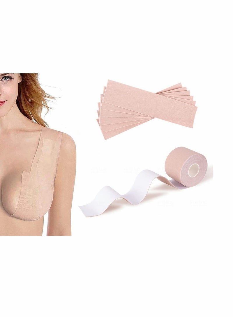 KASTWAVE 5M*5CM Lift Tape for A-E Cup Large , Athletic Tape Athletic Body Tape for Lift & Push up Chest Support Invisible Adhesive Bra Alternative (Beige)  - Image 1