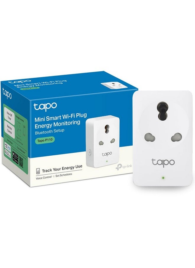Tapo TP-Link P110 Mini 16A Smart Wi-Fi Plug, Energy Monitoring | Controller for Household Appliances Compatible with Alexa, Google Home | Improved Power Safety | Away Mode | 4-Way Safety Protection