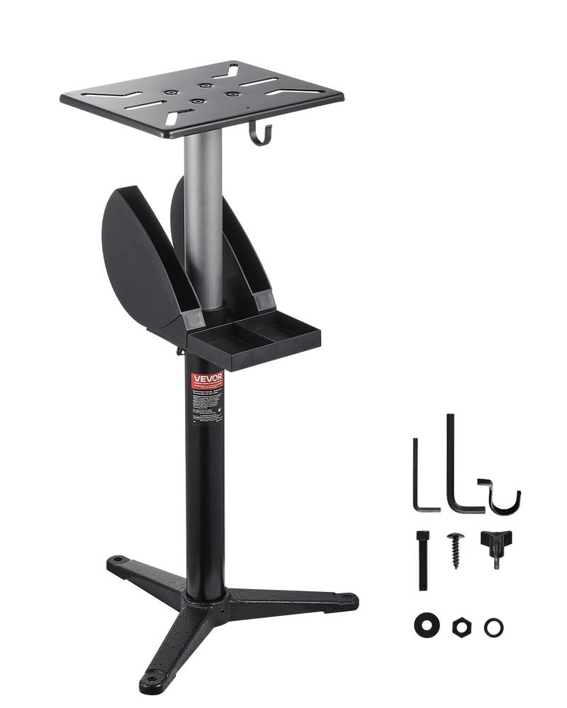 VEVOR Bench Grinder Stand Bench Grinder Vise Floor Pedestal with 12 x 10 Mounting Plate 5Level Height Adjustable Pedestal Stand with Grinding Wheel Storage Compartment HeavyDuty Cast Iron Base - Image 2
