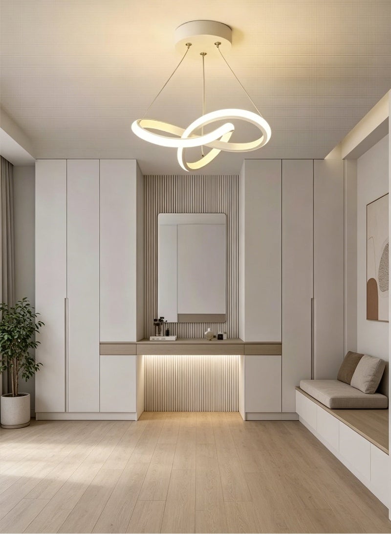 POWER Modern LED Ceiling 3 Rings Light 16W Adjustable Height 0-31.5in, White Minimalist Flush Mount Lamp for Bedroom Hallway Small Space, Energy Saving Soft Lighting Ceiling Fixture for Home Indoor - Image 1