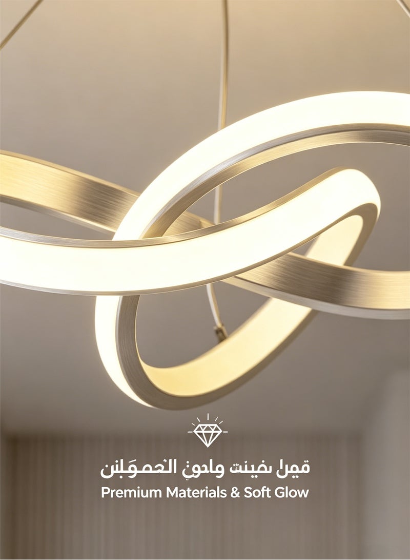 POWER Modern LED Ceiling 3 Rings Light 16W Adjustable Height 0-31.5in, White Minimalist Flush Mount Lamp for Bedroom Hallway Small Space, Energy Saving Soft Lighting Ceiling Fixture for Home Indoor - Image 2