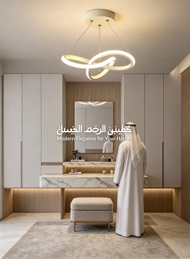 POWER Modern LED Ceiling 3 Rings Light 16W Adjustable Height 0-31.5in, White Minimalist Flush Mount Lamp for Bedroom Hallway Small Space, Energy Saving Soft Lighting Ceiling Fixture for Home Indoor - Image 3