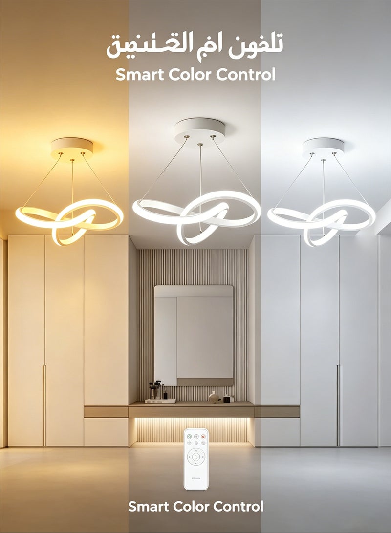 POWER Modern LED Ceiling 3 Rings Light 16W Adjustable Height 0-31.5in, White Minimalist Flush Mount Lamp for Bedroom Hallway Small Space, Energy Saving Soft Lighting Ceiling Fixture for Home Indoor - Image 4