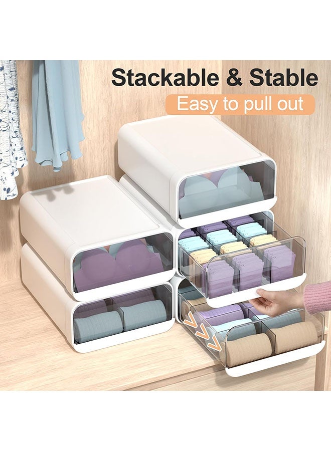 Arabest Underwear Organizer Drawer, 10 Cells Plastic Sock Underwear Storage Drawer, Stackable Closet Organizers and Storage Box for Bras, Socks, Scarves, Ties, Belt (Queen Size-White, 1 Pcs)  - Image 4