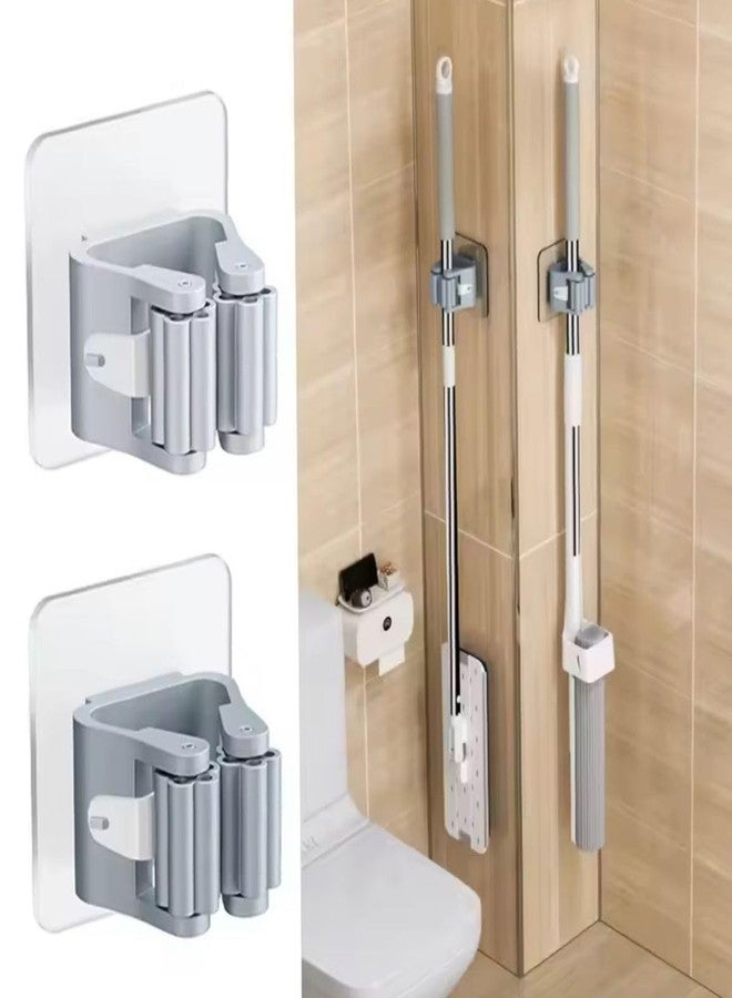 RIOMTRIC Pack of 5 Mop Broom Holder, Self Adhesive Mop Organizer Wall Mount Broom Clips Holder for Kitchen Bathroom Closet Garden Garage (Broom Holder Sticker-5) - Image 1