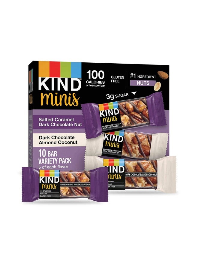 KIND Minis, Salted Caramel Dark Chocolate Nut/ Dark Chocolate Almond Coconut, 0.7 Ounce (Pack of 20) - Image 1