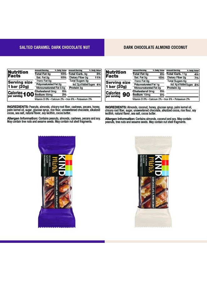 KIND Minis, Salted Caramel Dark Chocolate Nut/ Dark Chocolate Almond Coconut, 0.7 Ounce (Pack of 20) - Image 3