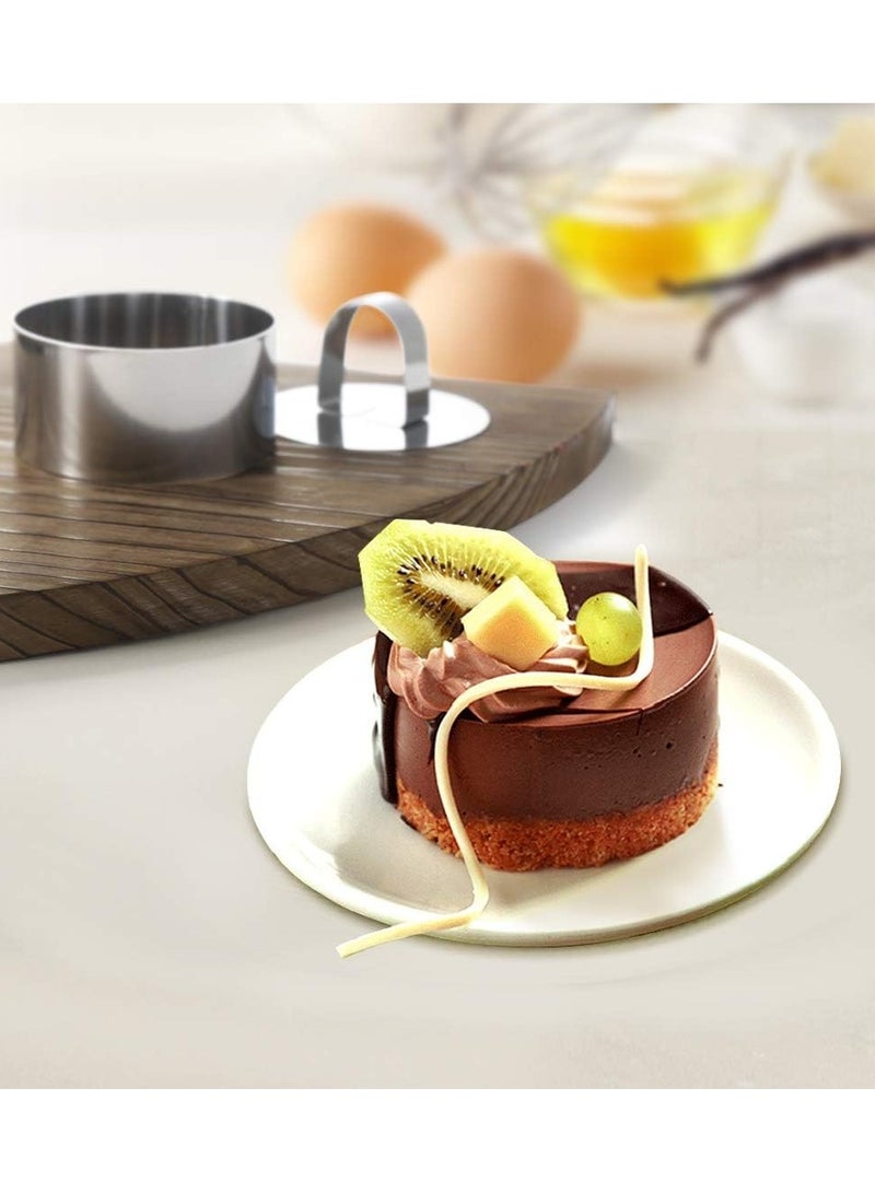 ONEDONE Cake Ring Molds for Baking 3.15" Round Stainless Steel Pastry Rings Cake Rings Forming Rings with Pusher, Set of 4, Mother's Day Gifts - Image 3
