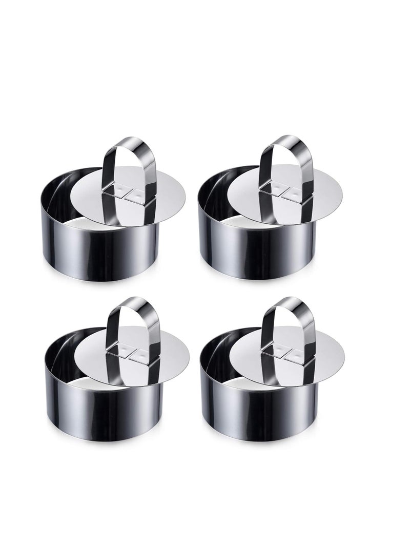 ONEDONE Cake Ring Molds for Baking 3.15" Round Stainless Steel Pastry Rings Cake Rings Forming Rings with Pusher, Set of 4, Mother's Day Gifts - Image 1