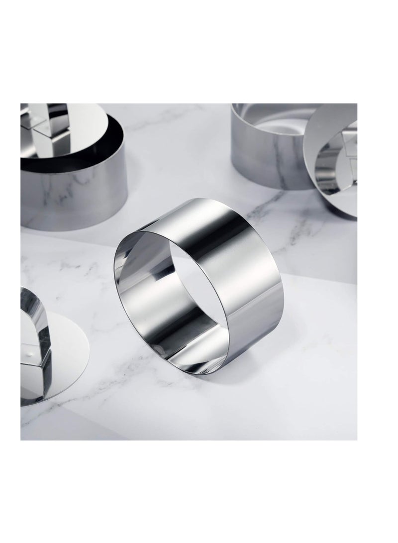 ONEDONE Cake Ring Molds for Baking 3.15" Round Stainless Steel Pastry Rings Cake Rings Forming Rings with Pusher, Set of 4, Mother's Day Gifts - Image 2