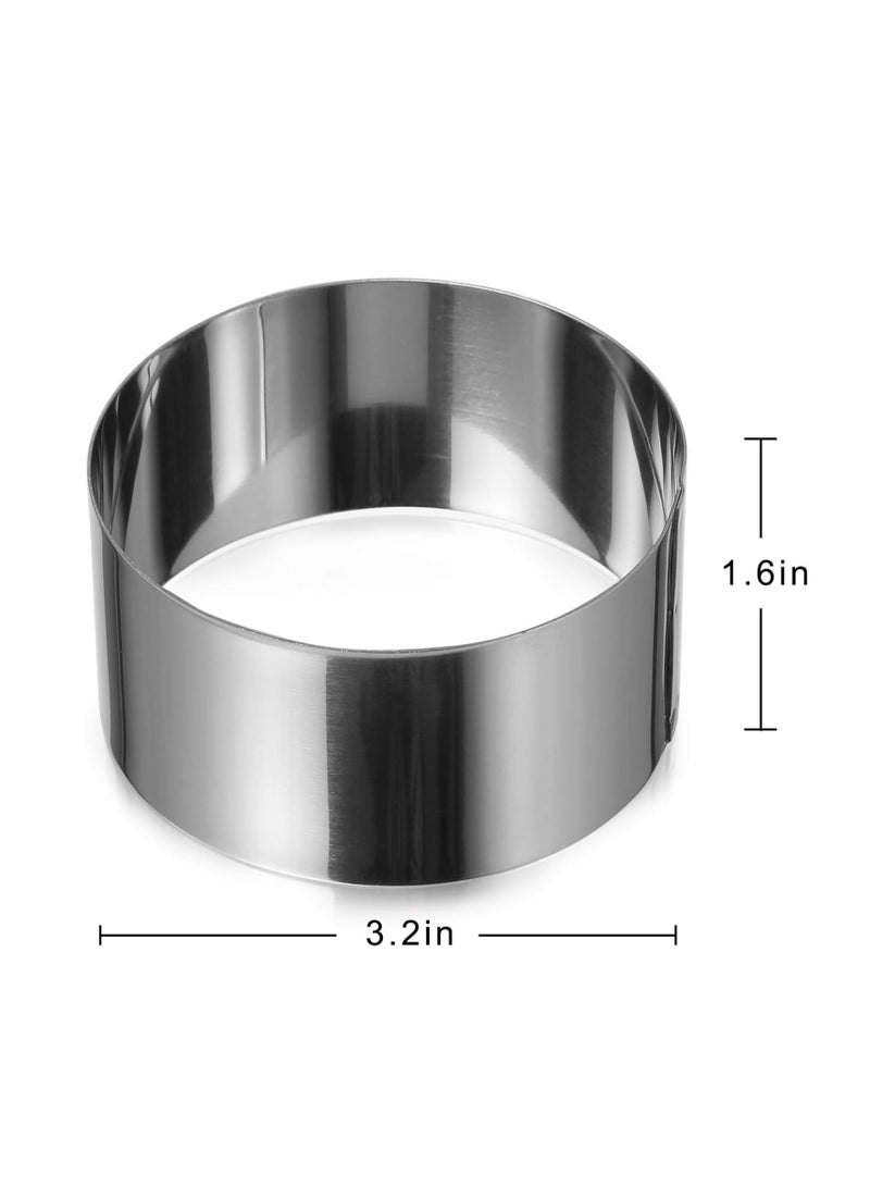 ONEDONE Cake Ring Molds for Baking 3.15" Round Stainless Steel Pastry Rings Cake Rings Forming Rings with Pusher, Set of 4, Mother's Day Gifts - Image 4