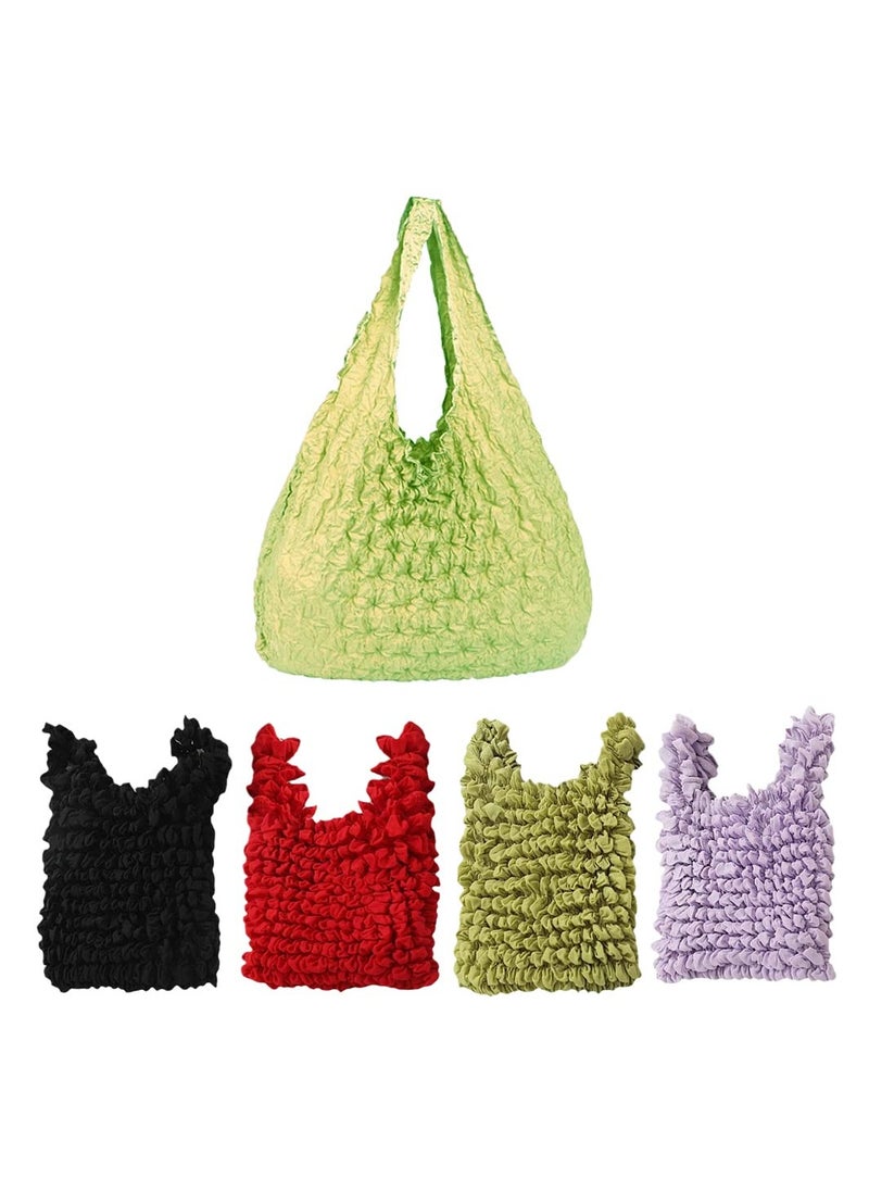 SYOSI 4 Pcs Magic Stretch Bag Pleated Bag, Portable Reusable Large Capacity Retractable Eco Shopping Bags Fruit Vege Grocery Bag  - Image 1