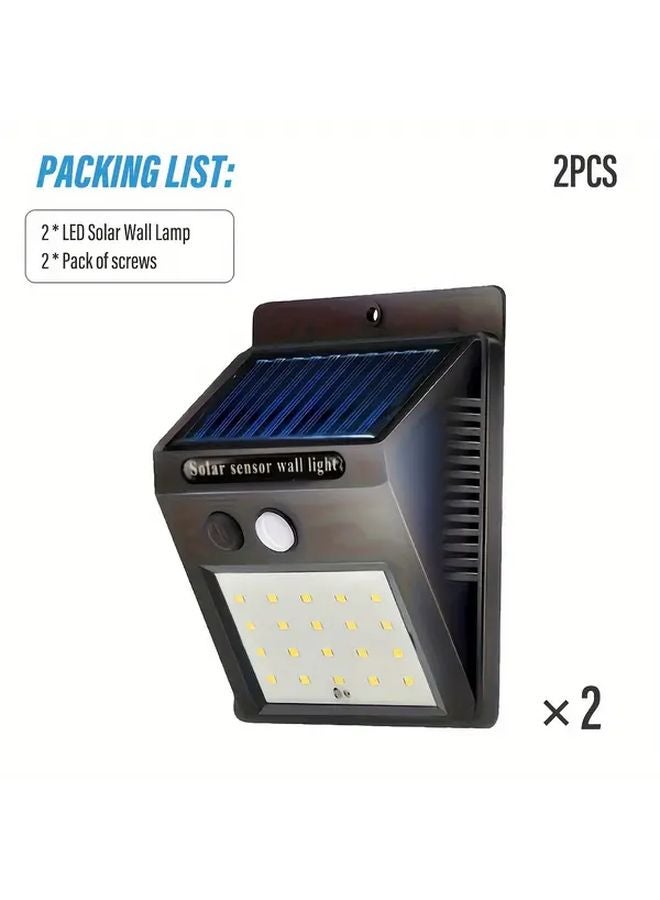 2 Pack Outdoor Solar Lights 20 LED 3 Modes Motion Sensor Flood Light For Garden - Image 1