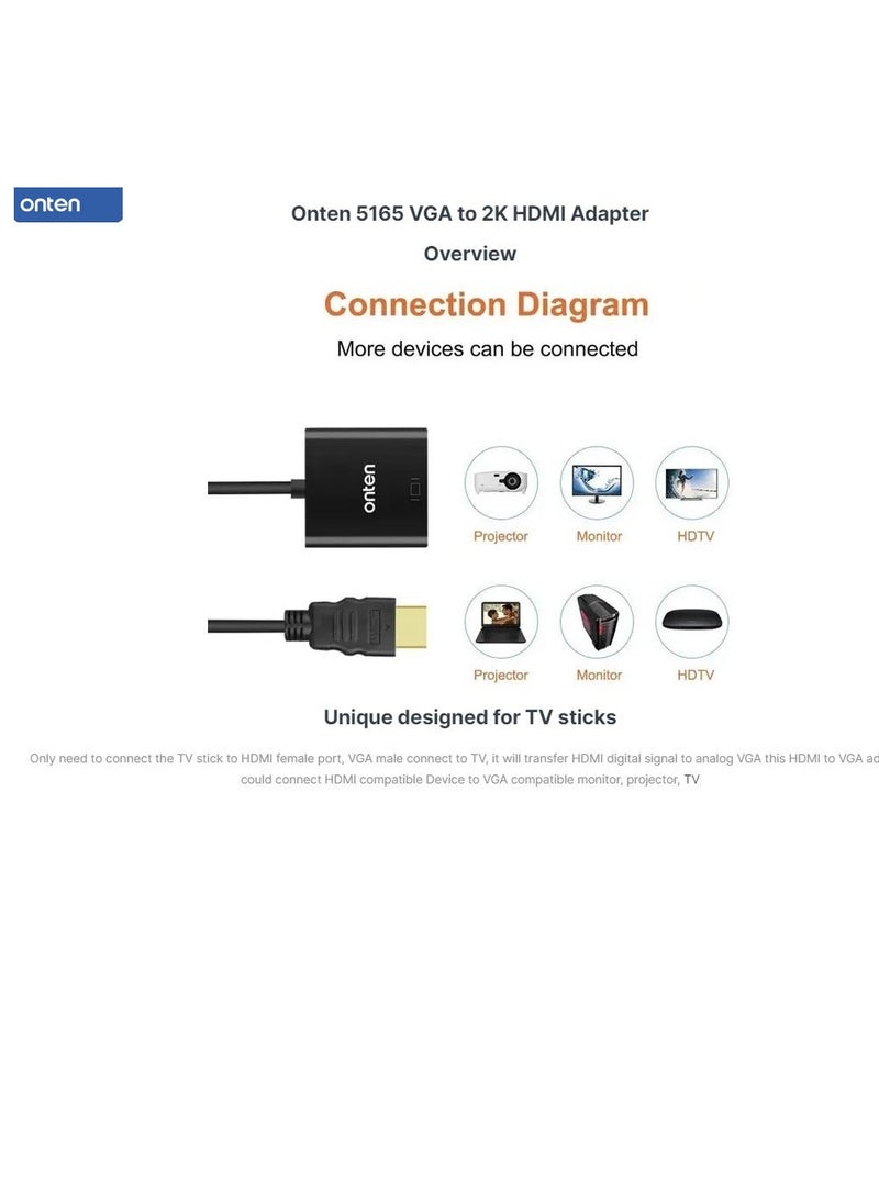 onten Onten otn-5165 VGA to 2K HDMI Adapter  - Image 4